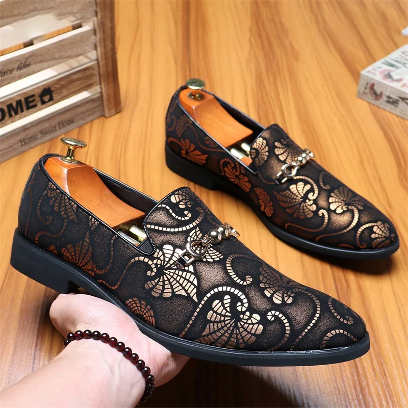 Designer New Men Dress Leather Shoes For Male Luxury British Colours National Pattern Oxfords Gentleman Wedding Prom Footwear