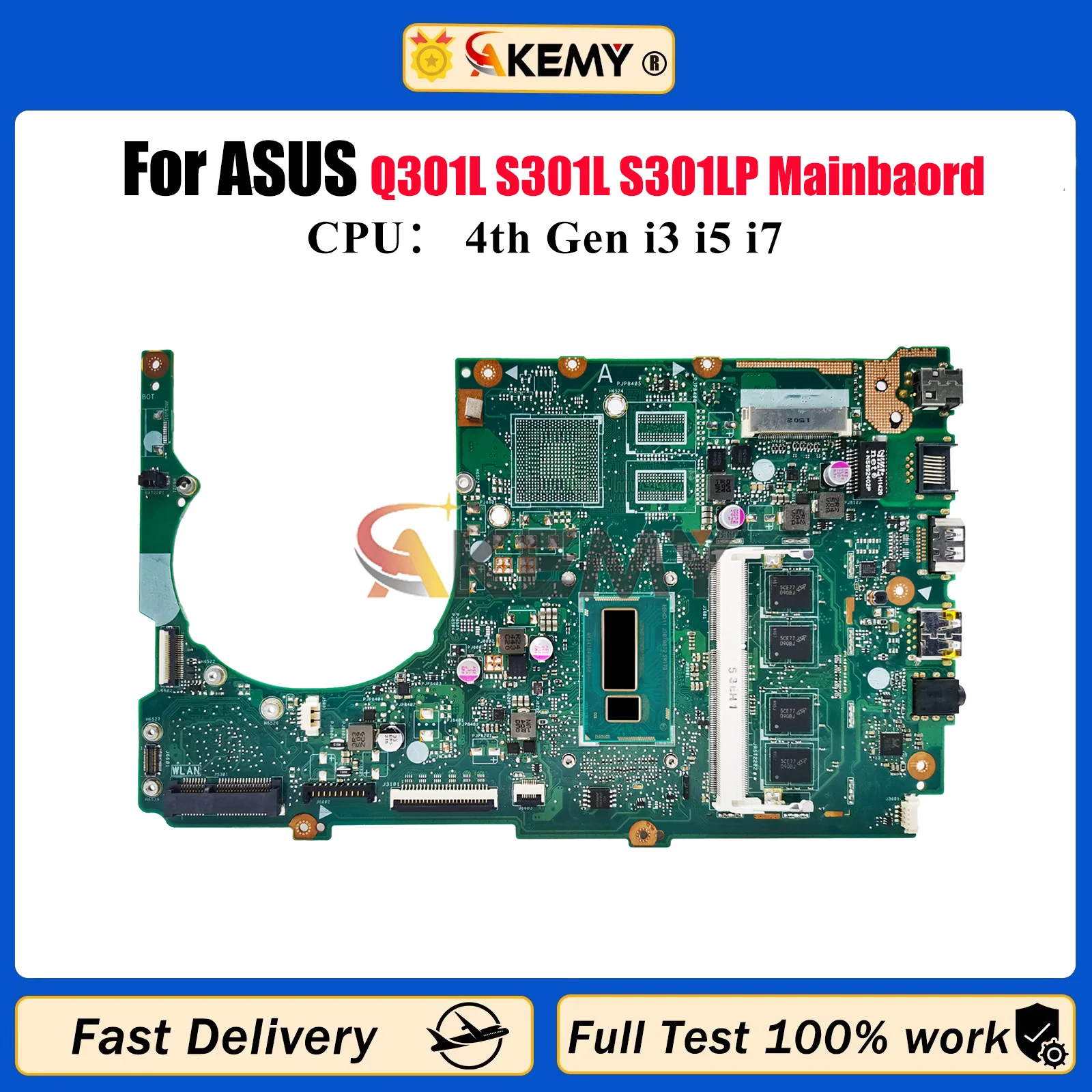 

S301LA Laptop Motherboard For ASUS VivoBook S301L Q301L S301LA S301LP Notebook Mainboard W/ i3 i5 i7 CPU 100% tests OK fast ship