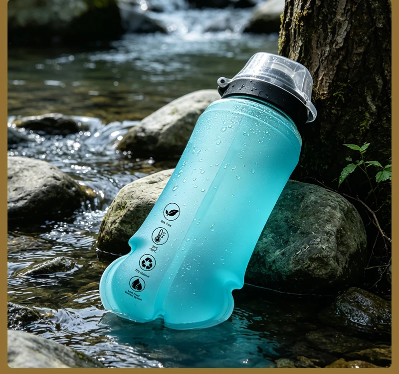 170ml Faltbare Auslaufsichere Weiche Zusammenklappbare Ernährungsflasche für Hydration Pack BPA-frei TPU, Leichtgewichtig, Leicht zu Öffnender Deckel für Läufer – Detail 35