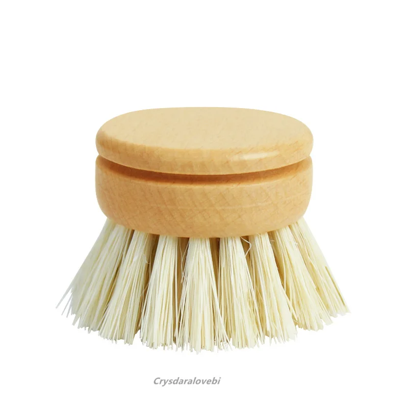 2pcs Beech Brush Head Kitchen Dish Brush Plate Scrub Pot Brush Wooden Handle Cleaning Brush Head Replaceable Sisal Brush