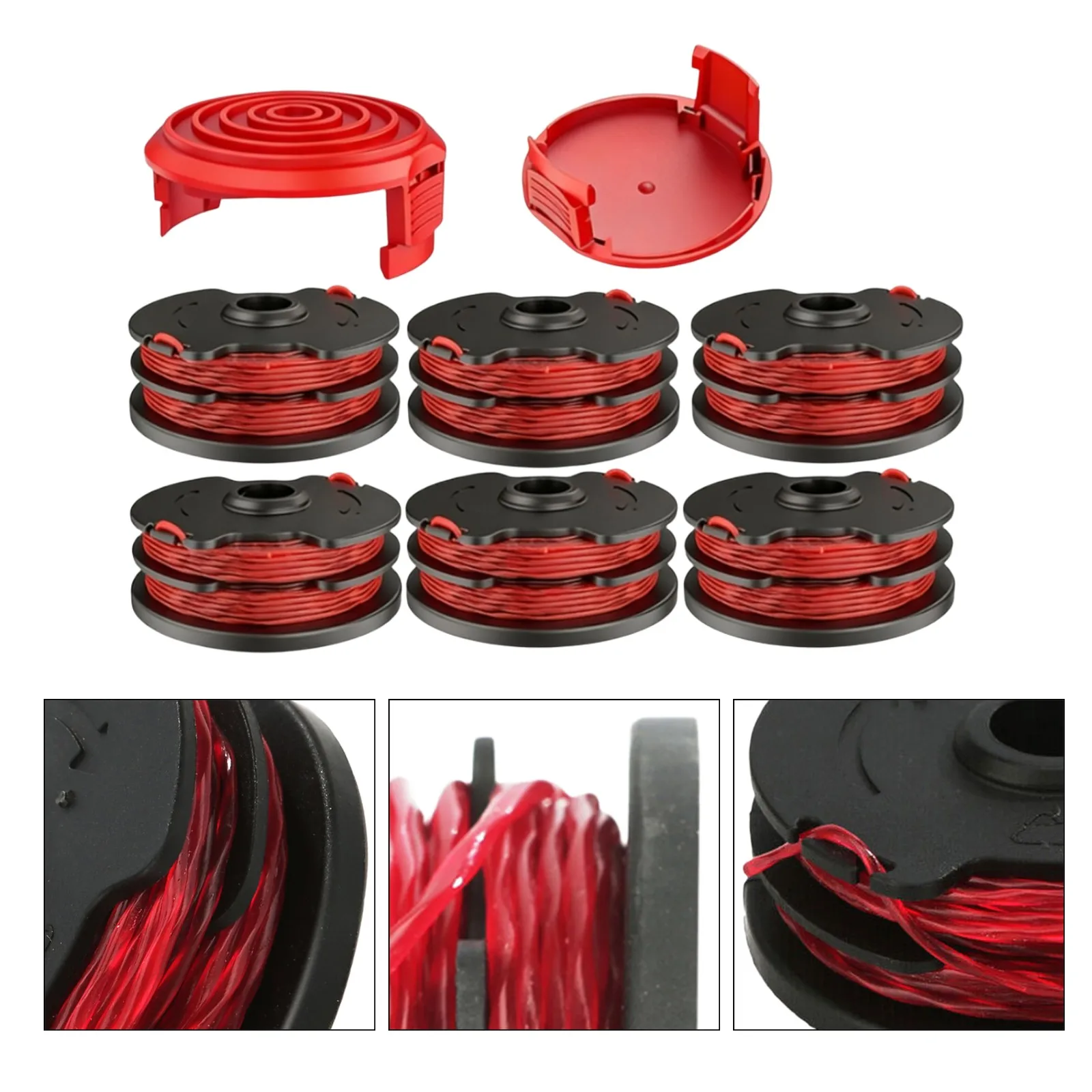 6PCS Spools and 2PCS Covers Replacement for Hyper Tough HT1840100401 String Trimmer Compatible with WG105 WG106