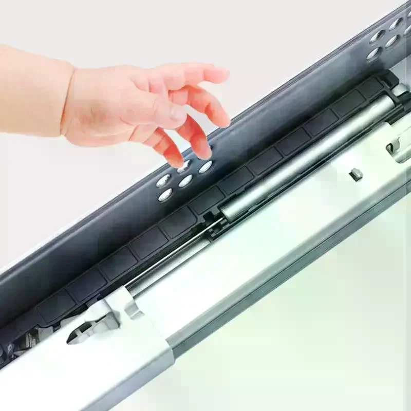 2PC/1Pair Rebound Press Push To Open Under Mount Furniture Kitchen Bath Drawer Slide Rail Runner DTC Brand 25KG