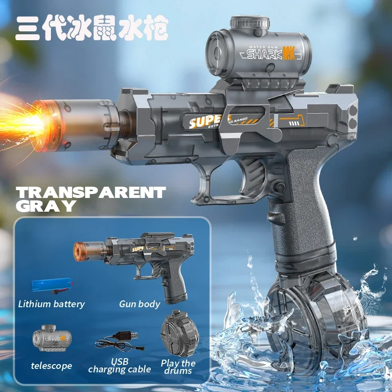 Simulated Firing and Recoil Electric Water Gun Toys Children Automatic Sensor Lights Water Pistol Summer Outdoor Beach Kids Toy image 3