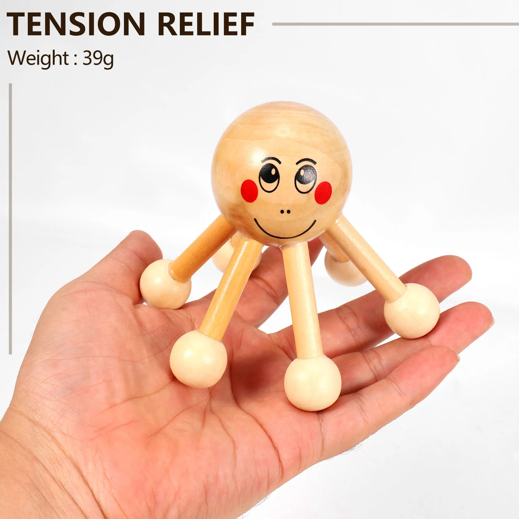 

N96R Home Office 6 Points Tension Relief Wood Head Scalp Massage Equipment