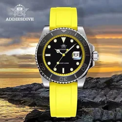 ADDIESDIVE Rotatable Bezel Watch For Men 41mm Quartz Watch Stainless Seel BGW9 Luminous Rubber Strap 200m Diving Men's Watch New