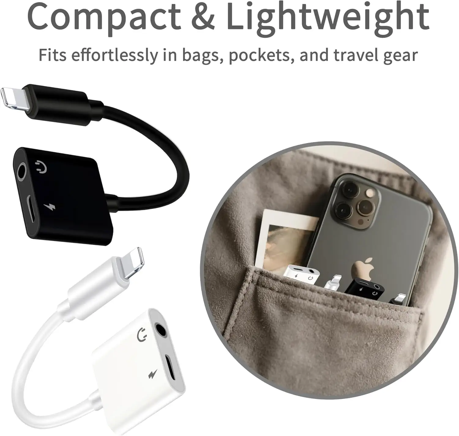 عبوتان من محول مقبس سماعة الرأس Lightning إلى 3.5 ملم لهواتف iPhone، معتمد من MFi، ومقسم صوت وشاحن Aux، iPhone 14–7 #5