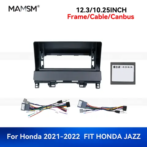MAMSM 10.25/12.3 pouces pour Honda FIT HONDA JAZZ 2021-2022, autoradio Android, cadre stéréo, faisceau de câblage multimédia, Canbus