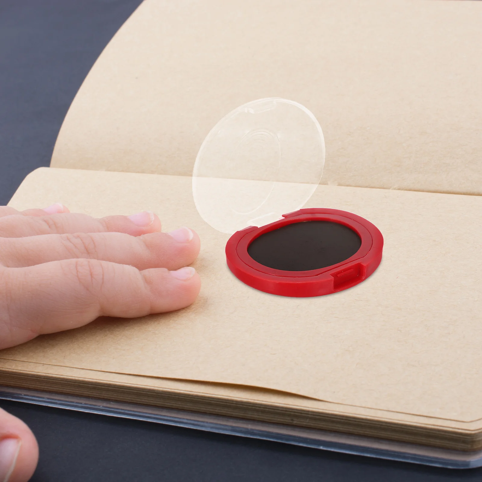 Almohadilla de tinta portátil para huellas dactilares, almohadilla de tinta roja para oficina, suministros de notaario, identificación en el aula, estampado, impresión compacta, 4 Uds.