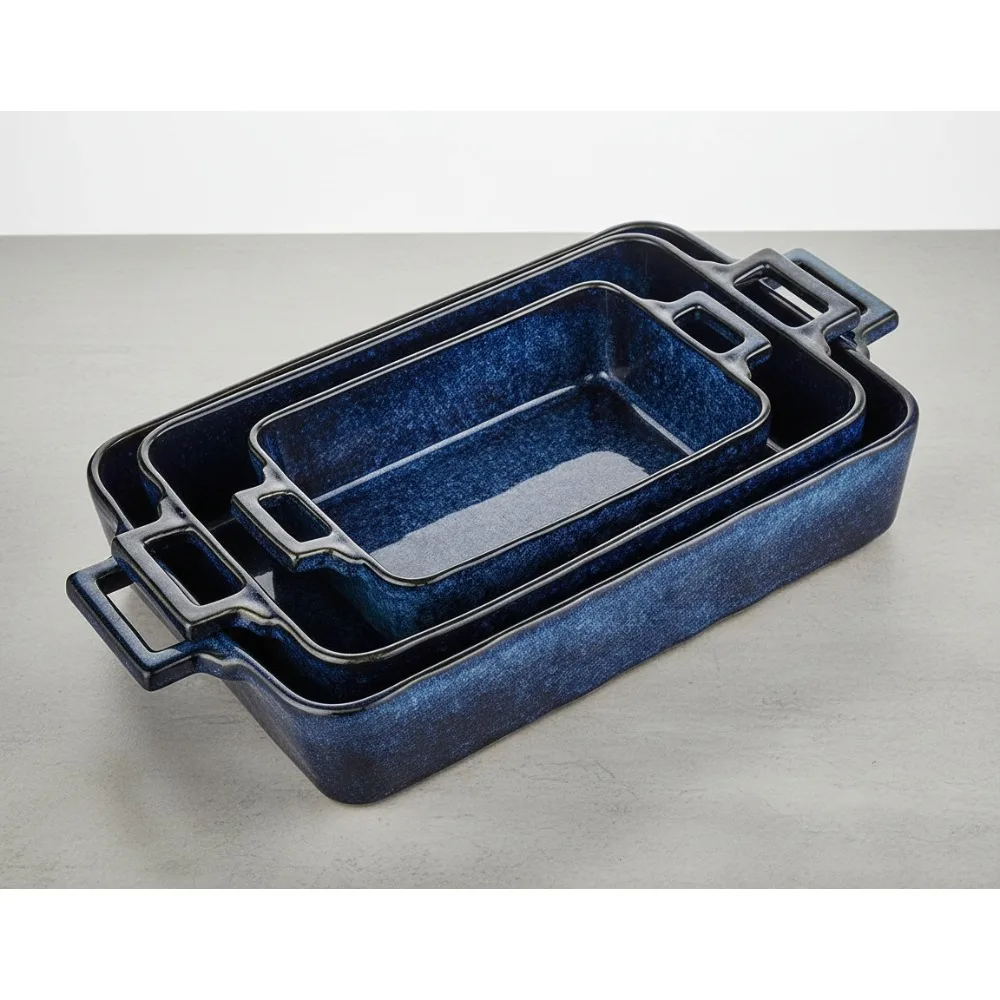 

Набор керамических форм для выпечки из 3 предметов, фарфоровые прямоугольные формы для лазаньи, кастрюли, духовки и сейфа в микроволновой печи