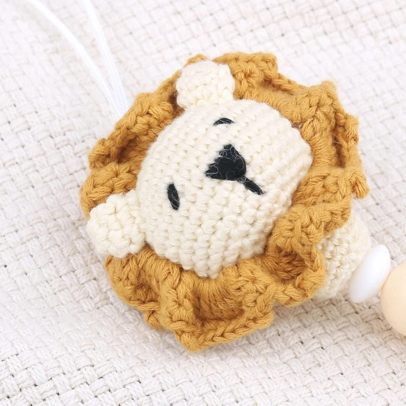 Baby Pacifier Clip Crochet Lion Dummy Chain Anti-drop Rattle Holder Teething Pendant Soother Clip Toy Clothing Dropshipping