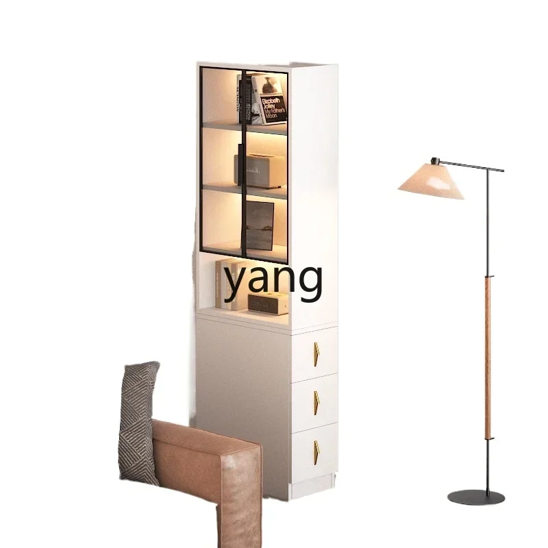CX side pull-out cabinet sofa solid wood side pull-out crack storage narrow bookcase