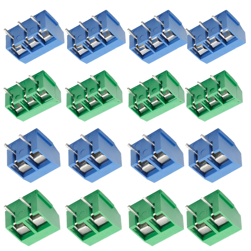 50/100 Pcs KF301 2P/3P PCB Lead Wire Terminals 5mm Pitch Terminals Block Connector Assortment Kit Straight Pin