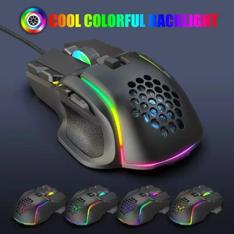 Wired Mouse USB 12800DPI Adjustable RGB Lighting 10 Buttons Photoelectricity Gaming Mouse Ergonomics PC Laptop Accessories