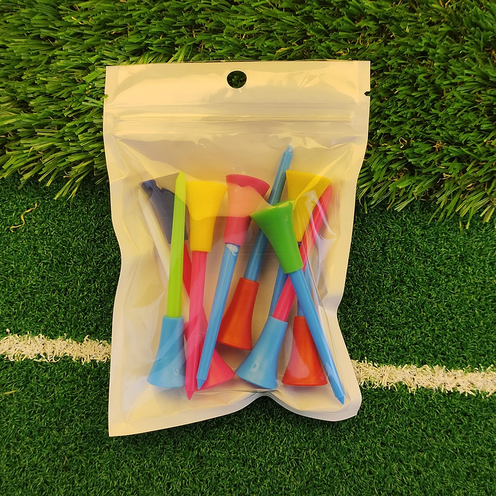 10Pcs Plastic Golf Tees Multi Color 83mm Durable Rubber Cushion Top Golf Ball Holder Golf Accessories