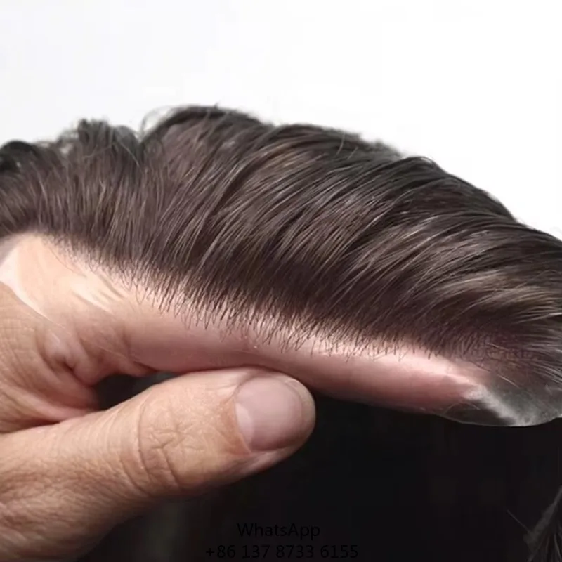 

Stock Ultra Thin Skin 0.02-0.03mm V-looped 100% Real Human Hair Replacement Men Toupee For Men