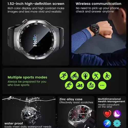 Imagen 2 del producto Nuevo reloj inteligente GT5 Pro GPS para hombre 360*360 pantalla AMOLED ritmo cardíaco Bluetooth llamada IP68 impermeable reloj inteligente para hombre 2025 nuevo