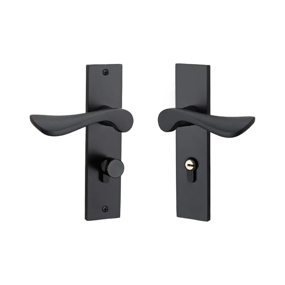 Black Finish Door Handle Wooden Doors Complete for Lock Set Door Lock Enhanced Security Furniture Interior And for exterior Use