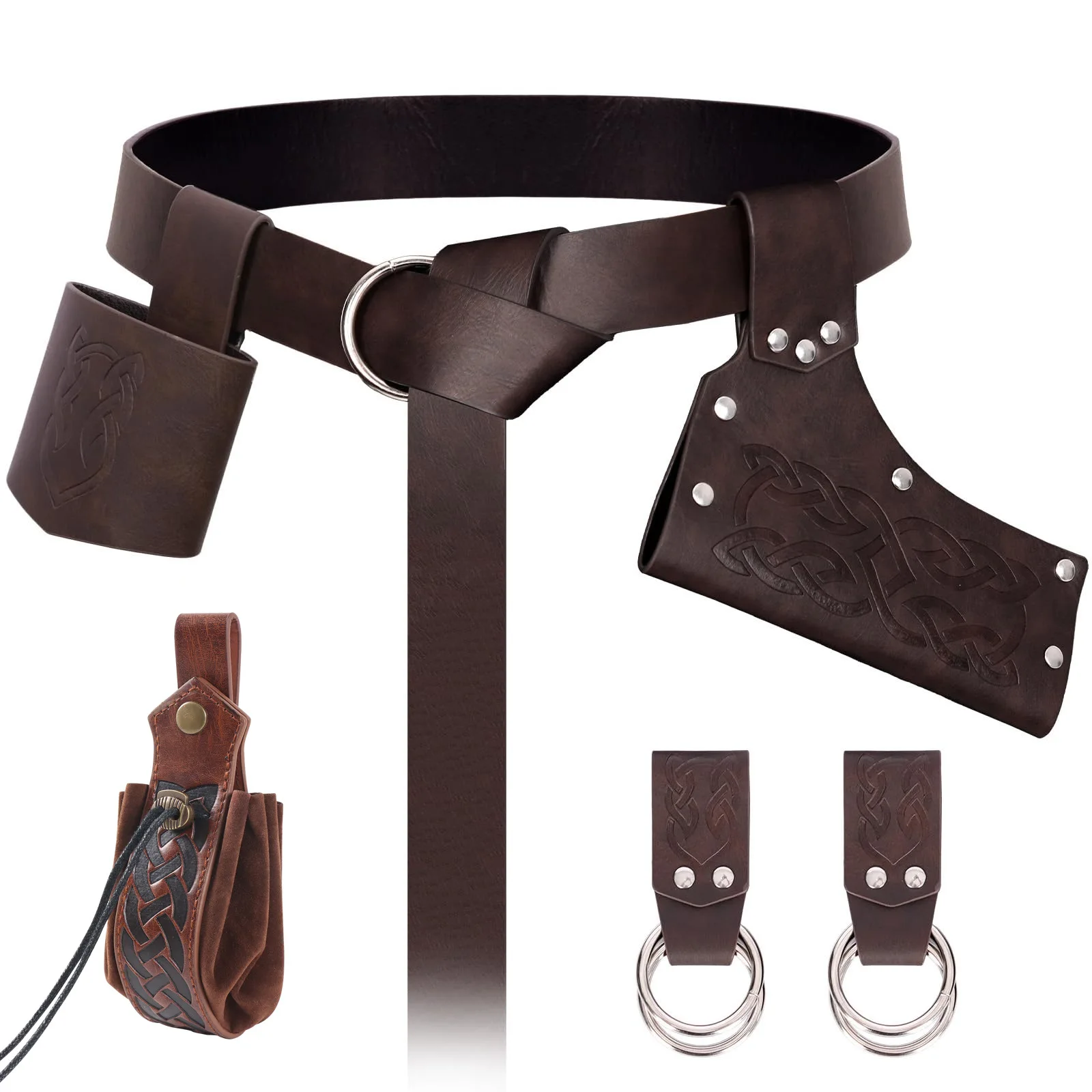 Sword Holster Outdoor Sword Sheath Strap PU Medieval Cosplay Viking Warrior Costume Sword Sheath Set Adjustable Party Props