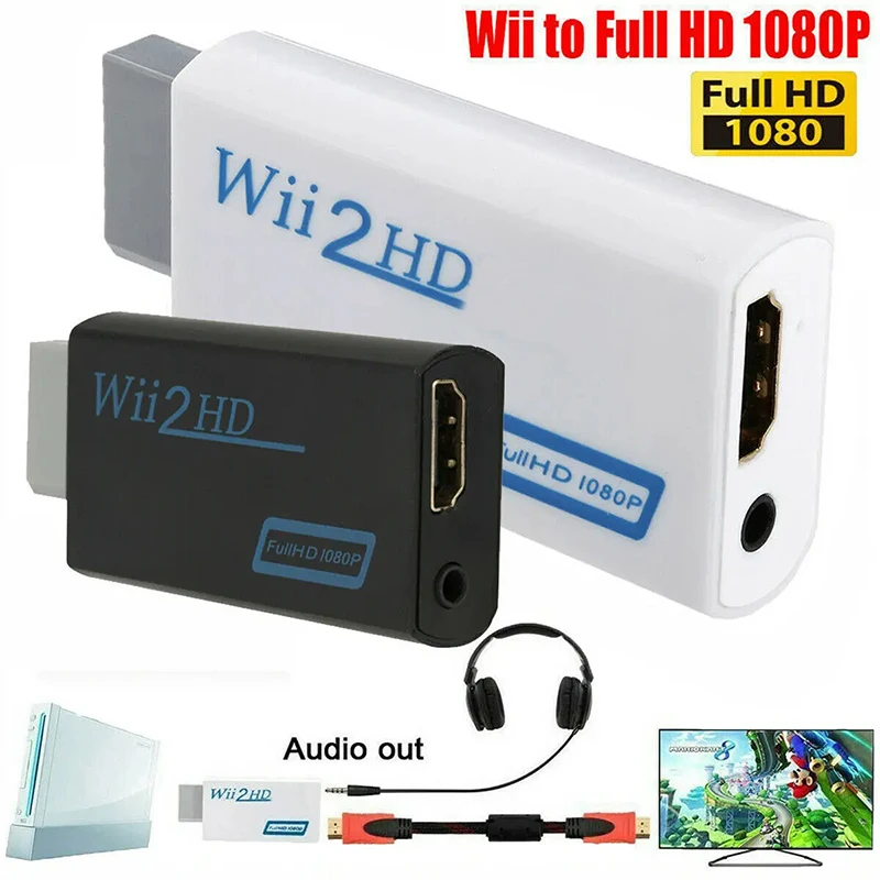 Wii To HDMI-compatible Adapter Converter 3.5mm Audio For PC HDTV Monitor Wii2 To HDMI-compatible Converter Adapter