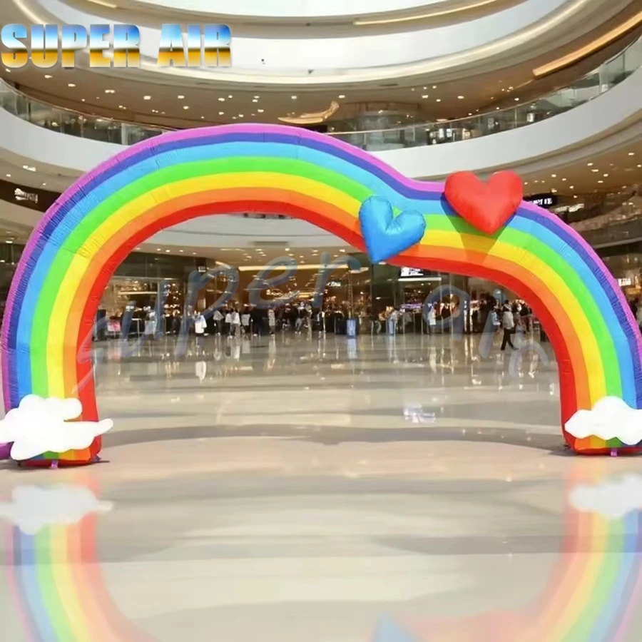 Arco inflable al aire libre vibrante del globo del arco iris para la publicidad, hermoso arco colorido inflable