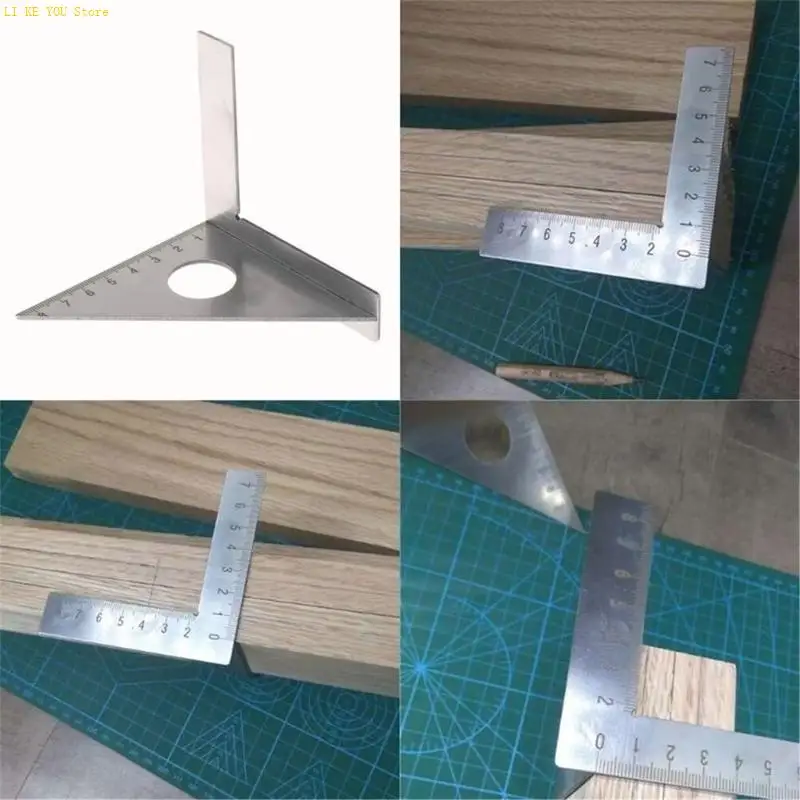 W3JE 45/90 Degree Multi Angles Woodworking Square Protractors Miters Triangles Ruler