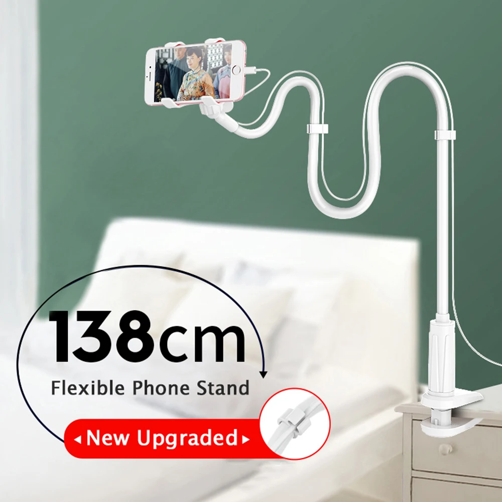 Universal Phone Holder Flexible 360 Clip Mobile Cell Holder Desk Lazy Bed Desktop Bracket Mount Stand Base Bracket 138cm Hold