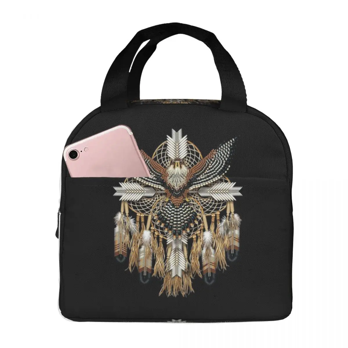 Native Mandala Owl American Lunch Bags Insulated Bento Box Lunch Tote Leakproof Picnic Bags Thermal Bag for Woman Girl Office