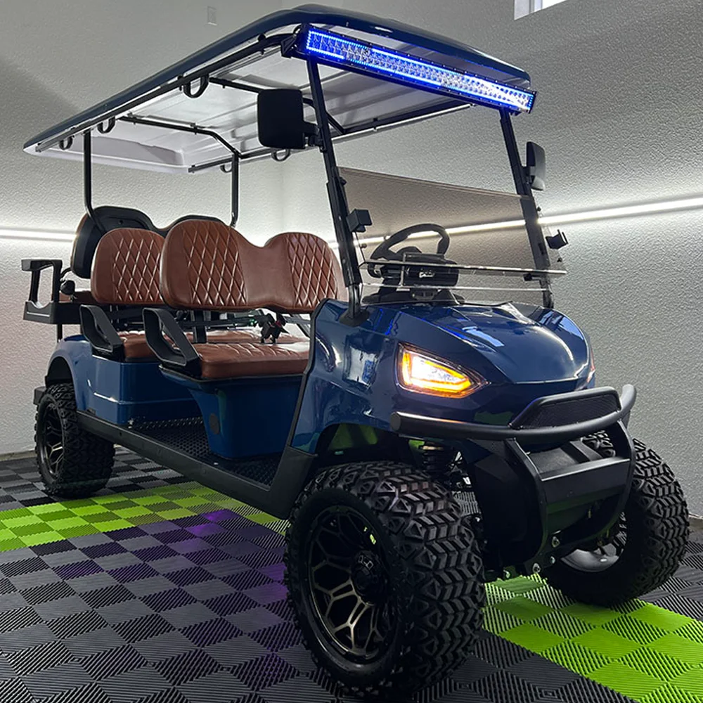 

Newest Lithium Battery Golf Car 72V Adults Solar Panels Powered 4+2 6 Seater Off Road Hunting Buggy Electric Golf Cart