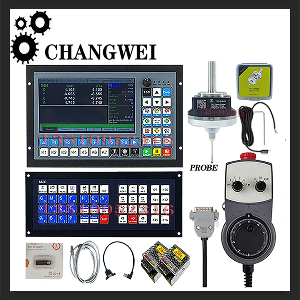 The New Ddcs-expert 3/4/5 Axis Cnc Offline Controller +750w 220v Servo Motor Kit +3d Edge Finder +atc Extended Keyboard+mpg