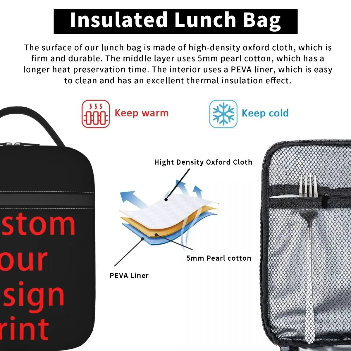 Custom Your Design Portable Lunch Box Women Customized Logo Printed Thermal Cooler Food Insulated Lunch Bag School Children