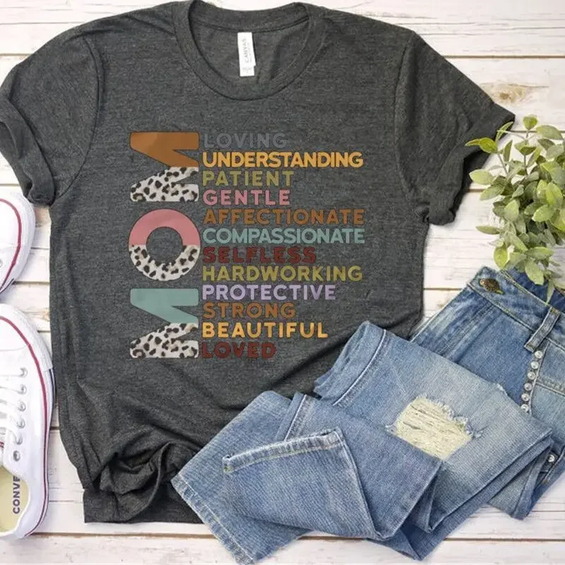 Personalized Mom Shirt Funny Mama Shirts Mother's Day Gift T-Shirt Best Mom Custom Tees Cotton Plus Size Short Sleeve Women Tops