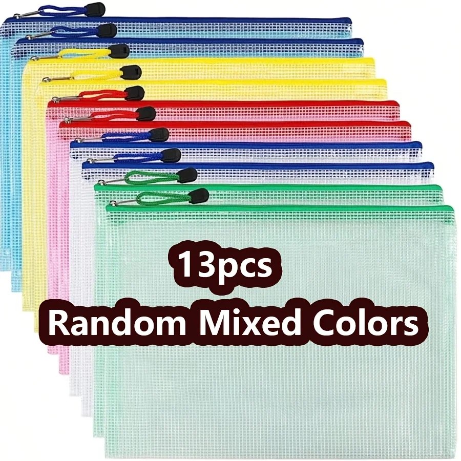 conjunto-de-13-bolsas-a4-de-malha-com-ziper-multicoloridas-para-organizacao-de-documentos-material-escolar-e-de-escritorio-ideal-para-viagens-e-arquivos