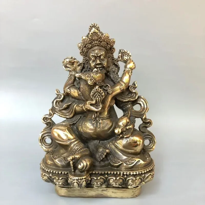 Exquisite Worship Buddha Statue Decoration Brass Tantric Buddha Statue Yellow God of Wealth Joyful Buddha Home Living Room Deco