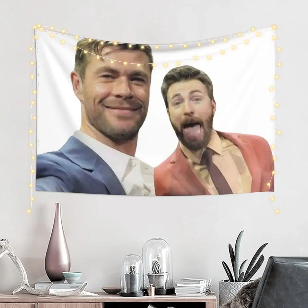 chris evans and chris hemsworth Tapestry Wallpaper House Decorations Wallpaper Bedroom Tapestry