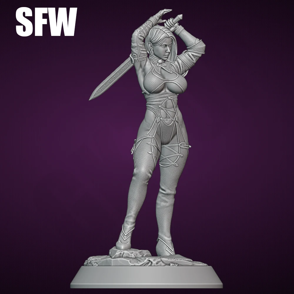 1/24 3D 프린팅 모델 키트 섹시 여성 전사 그레이 레진 조립 모델 키트 DIY 미니어처 감소 스태츄 미완성 키트 장난감