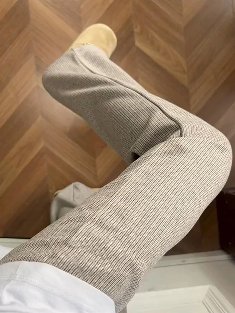 

Американские вельветовые вязаные брюки в стиле ретро для мужчин, зимние утепленные свободные прямые повседневные брюки с удобной эластичной талией