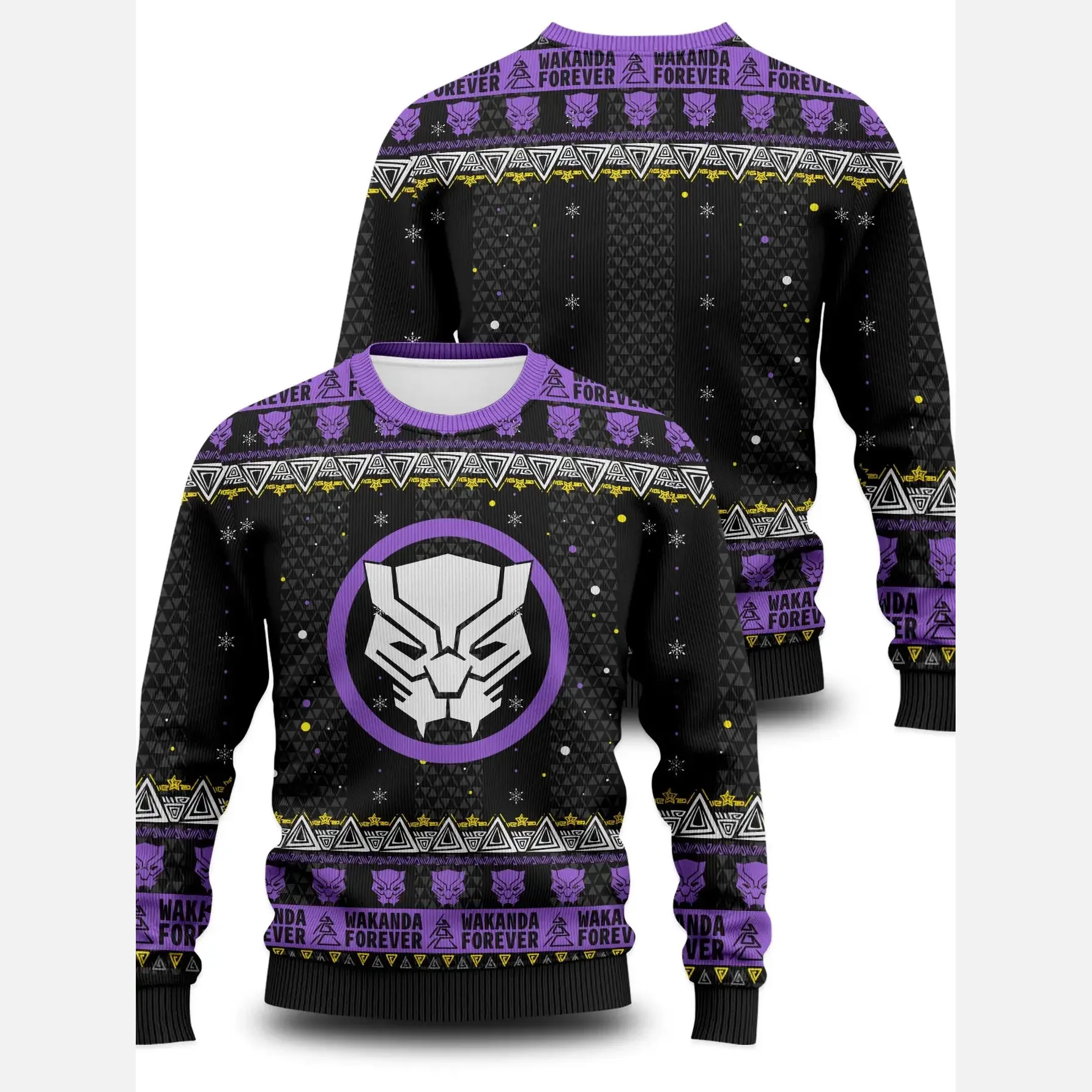 شتاء جديد أعجوبة عيد الميلاد سترة قبيحة سلسلة النمر الأسود شخصية داكنة فريدة من نوعها عطلة الزي الرجال البلوز سترة #3