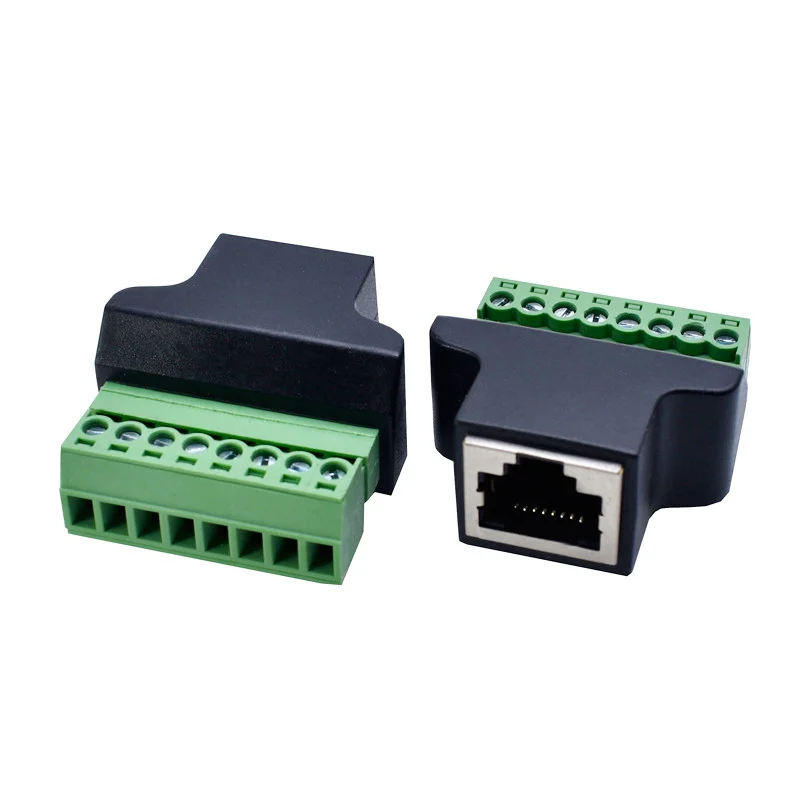 RJ45 Male to 8 Pins Screw Terminal Block Adapter for Cat5 CCTV Digital Internet Plug to 8pins Ethernet Connector cable  0.3m