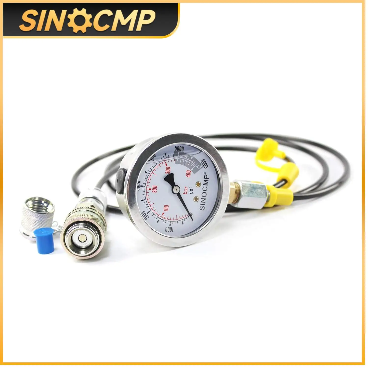 

40MPA Hydraulic Pressure Test Coupling Kit for Excavator Pressure Gauge Kit with 1 Gauge 1 Test Hose and 1 Couplings