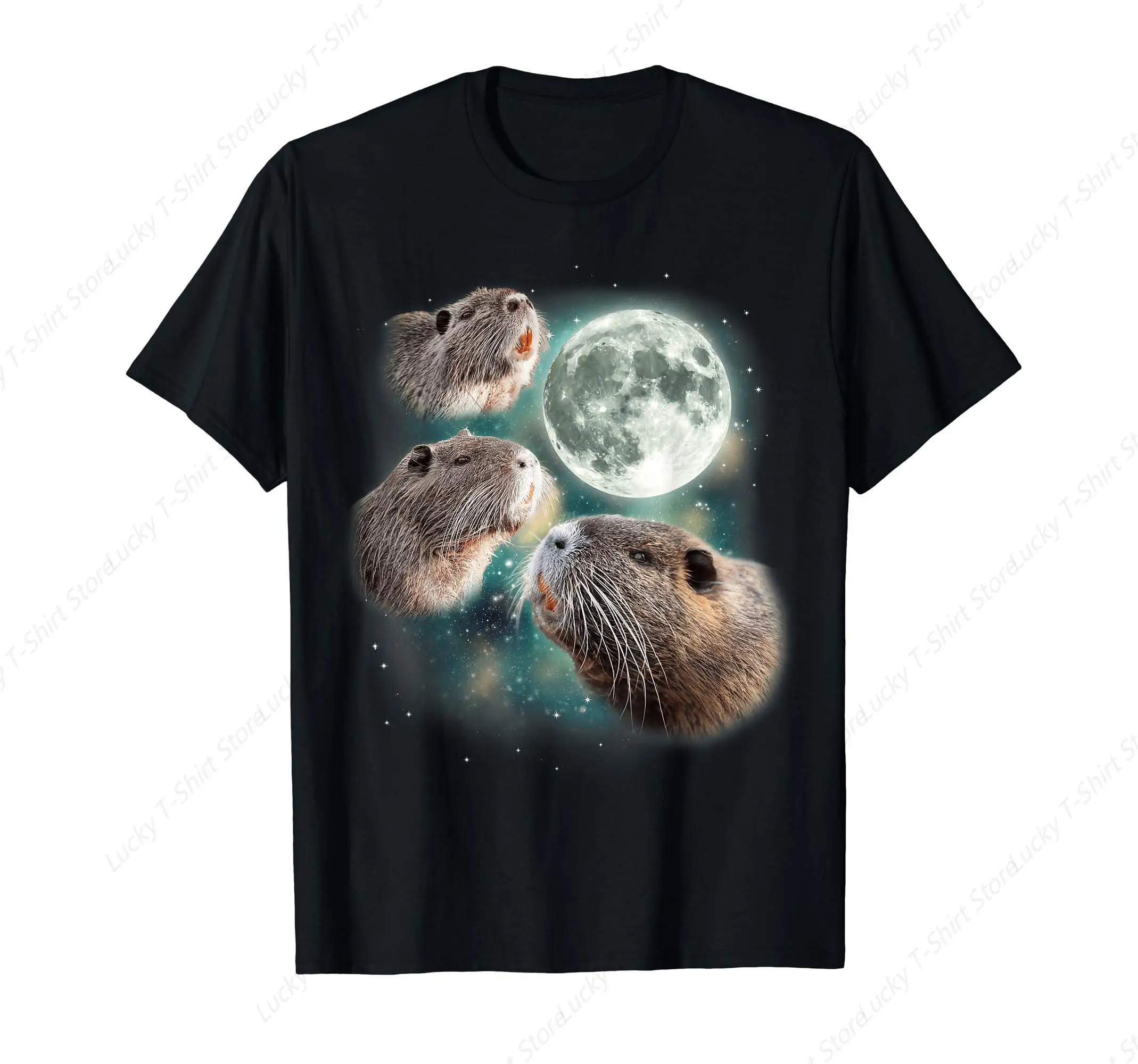 Three Meerkats Moon African Desert Wildlife Parody T-Shirt