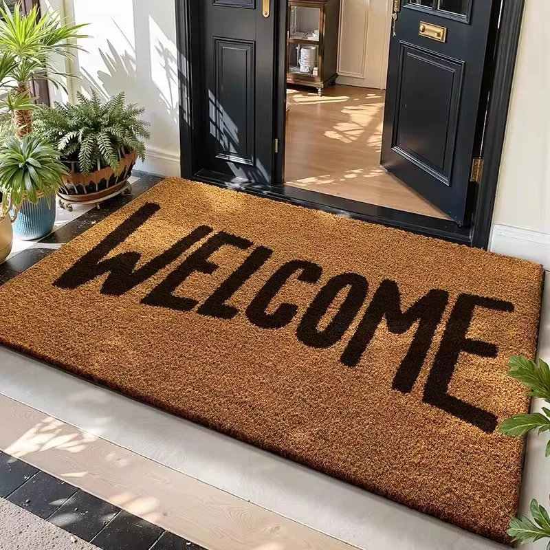 American Retro Entrance Door Mat, Anti-Slip and Wear-Resistant, Outdoor Foyer Dust-Removing Floor Mat, Pet-Themed Carpet