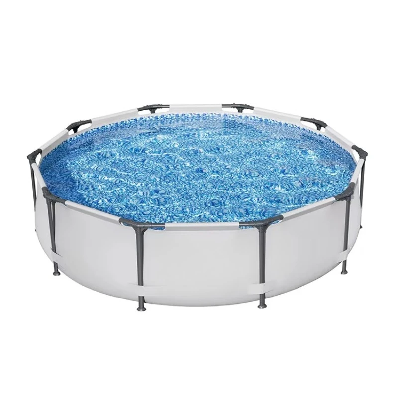 

Children's metal-framed swimming pool above ground PVC and steel round water play pool, suitable for family outdoor use