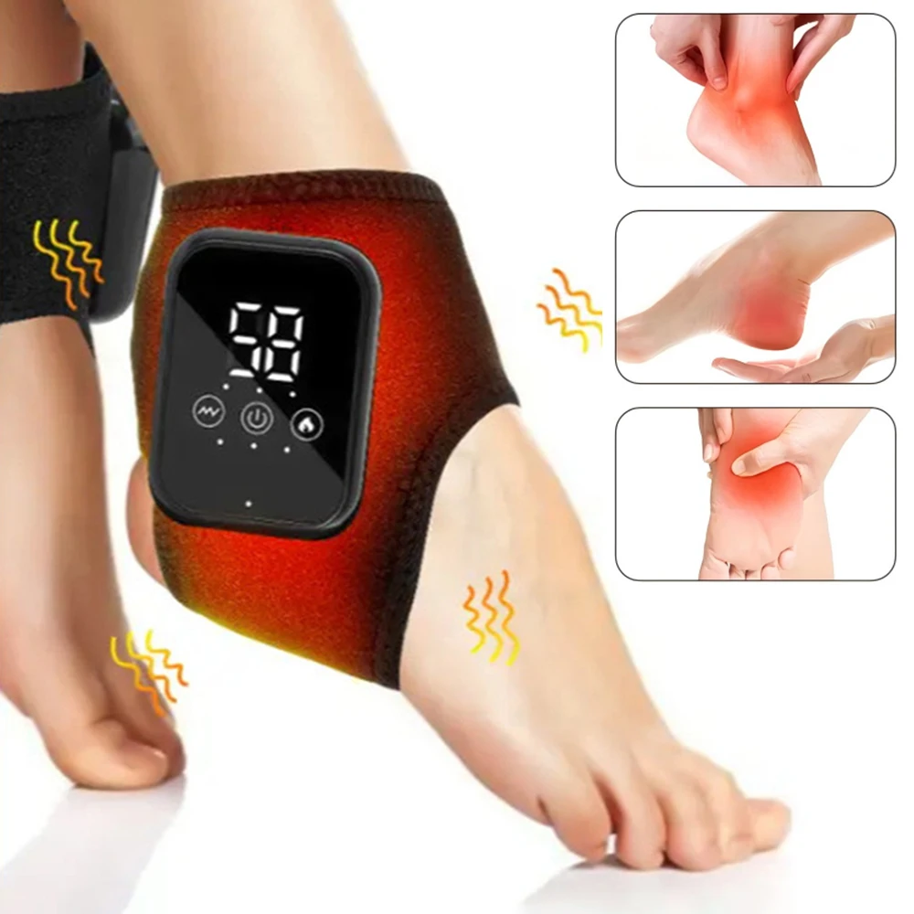 

Electric Vibration Ankle Massager 3 Gears Heated Ankle Wrap Foot Protector Support Brace Heating Massage Strap For Joint Sprain