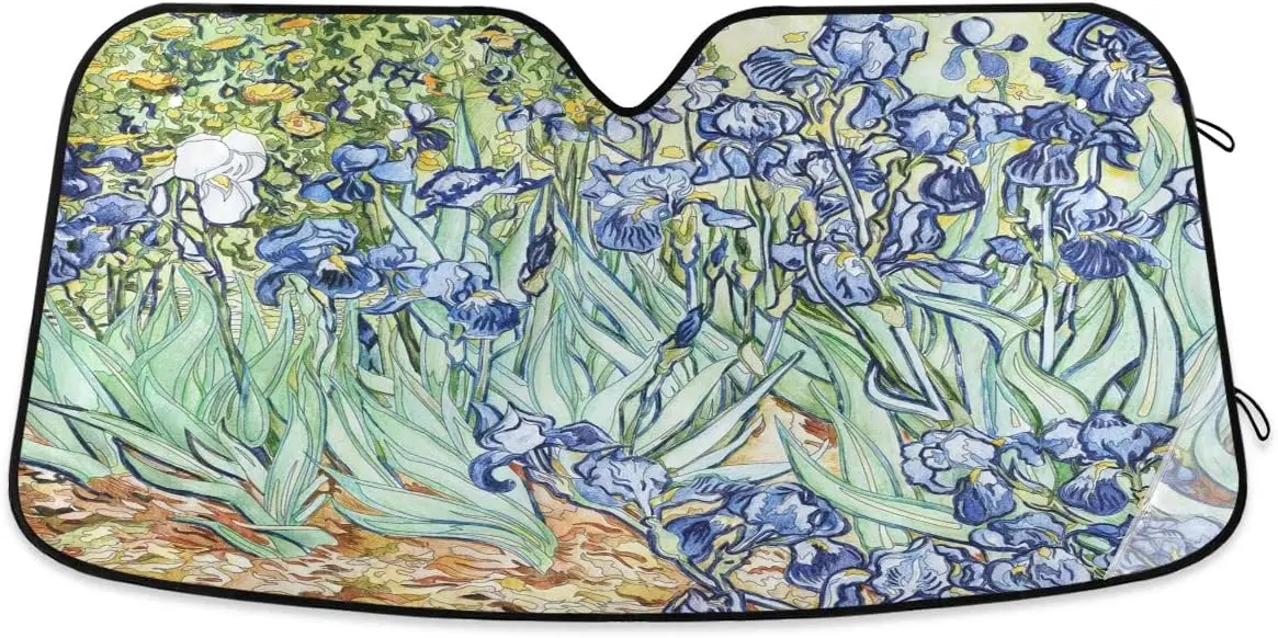 

Car Windshield Sunshade Irises Van Gogh Pattern, Blocks Sun Visor Protector Foldable for Most Sedans and SUVs