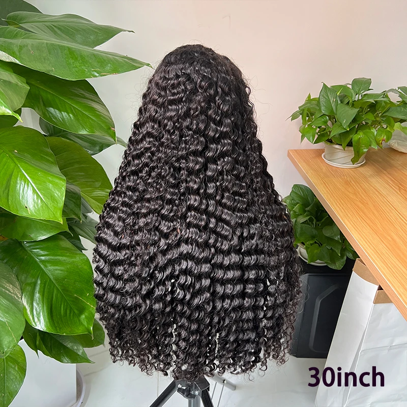 Super Double Drawn Deep Wave Human Hair Wig 100% Raw Unprocessed Human Hair Pre Plucked 13x4HD Lace Closure Wig Full & Thick End