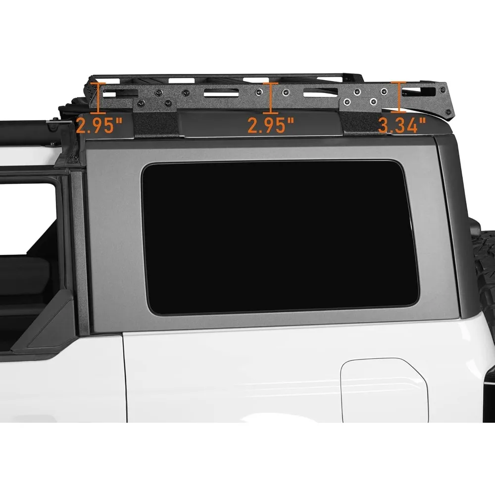 سلة البضائع الخلفية العارضة لـ 2021-2025 Ford Bronco 4 أبواب هاردتوب، رف سقف نصف قصير، تصميم حصري