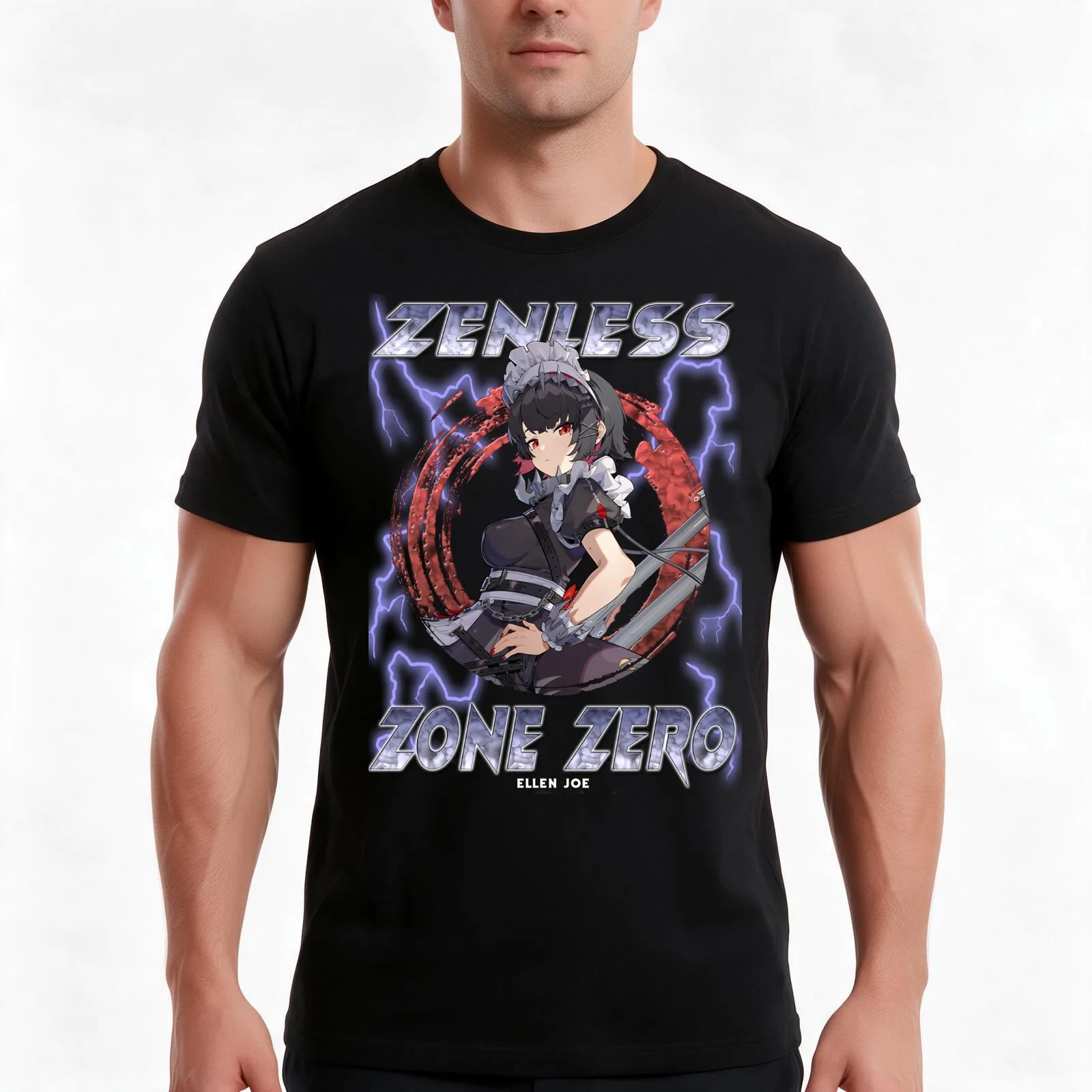 Zenless Zone Zero - Ellen Joe T-Shirt, Summer Casual Cotton Tee, Oversized Streetwear Tops, Vintage Graphic Print, 100% Cotton