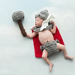 Anime Newborn Photography Props Clothing Baby Costume Thor Avengers Character Cosplay Clothes Fotografia Baby Photoshoot Outfit