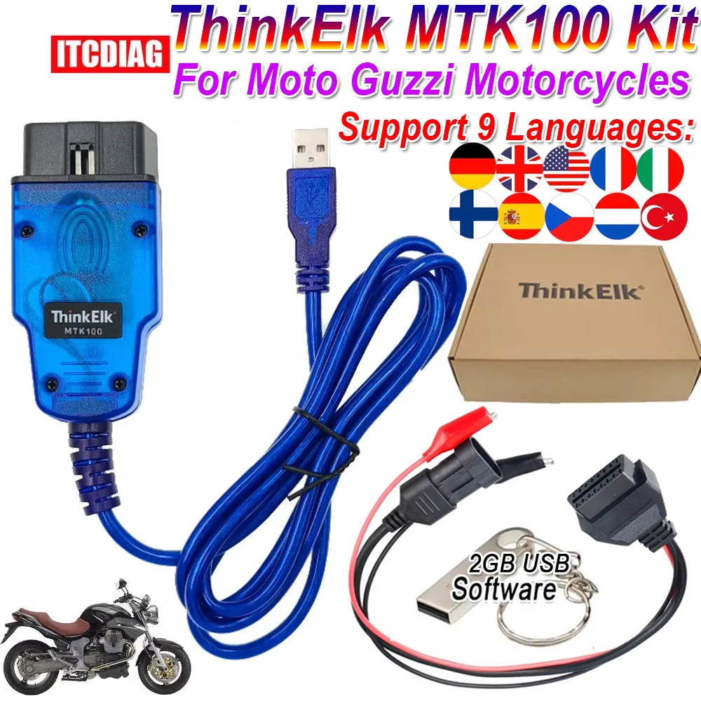 

2026 For Moto Guzzi Motorcycle ThinkElk MTK100 Kit Motorbike OBD 2 Diagnostic Tool Read Write ECU Eeprom Clear Fault Code Data