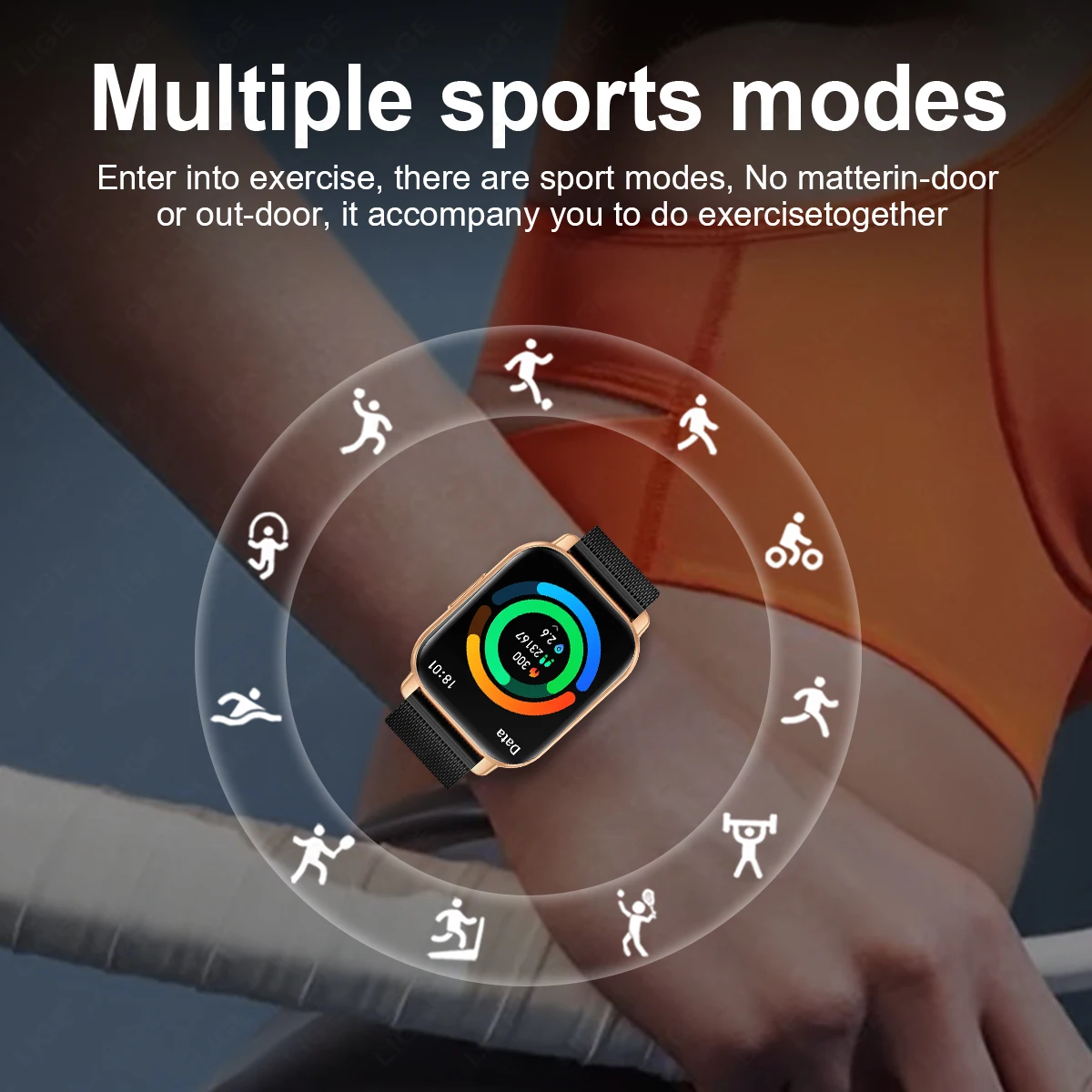 LIGE 1.91 inch HD Screen health monitor Smart Watch Women Smartwatch Sport Fitness Bluetooth Call Women Bracelet For Android ios